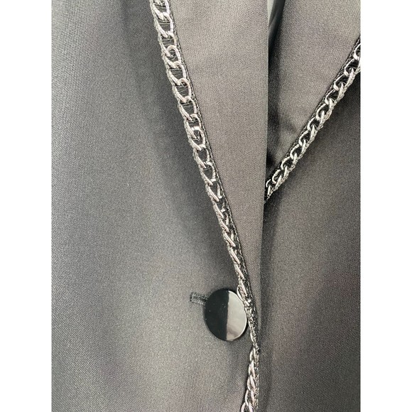 Kasper Woman NWT One Button Shawl Collar Jacket Chain Detail Blazer Blk 22W New - Picture 5 of 10